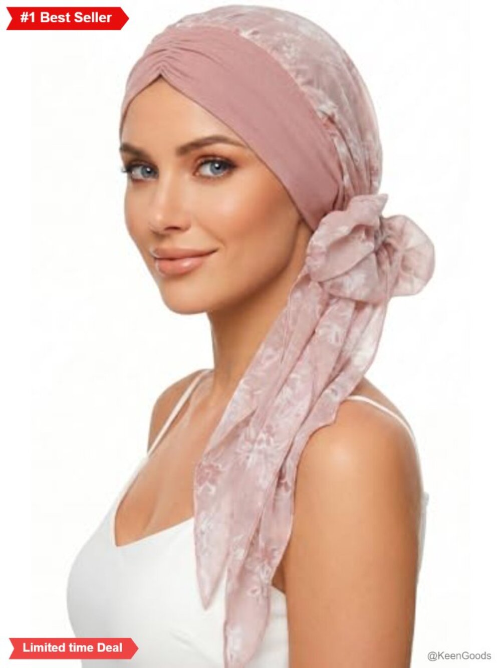 Satin Lined Chiffon Chemo Head Wrap Turban Sleep Bonnet for Women